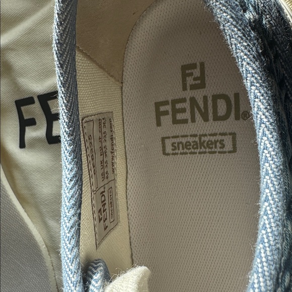 Fendi Denim Blue and White Logo Sneakers - Picture 4 of 5